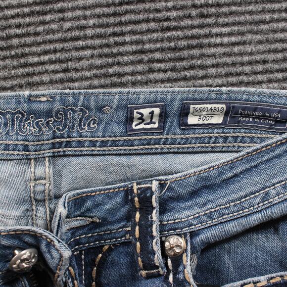 Miss Me Jeans Women's 31x34 Blue Bootcut Flap Pockets Contrast Stitch - Picture 3 of 9